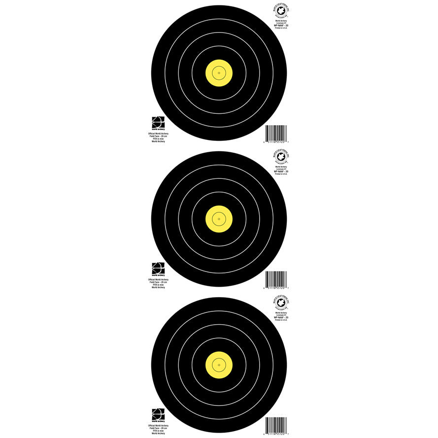 Maple Leaf Official World Archery Field 20cm, 3-Spot, Waterproof Target Face (NAAF-3X20 WP)-Canada Archery Online