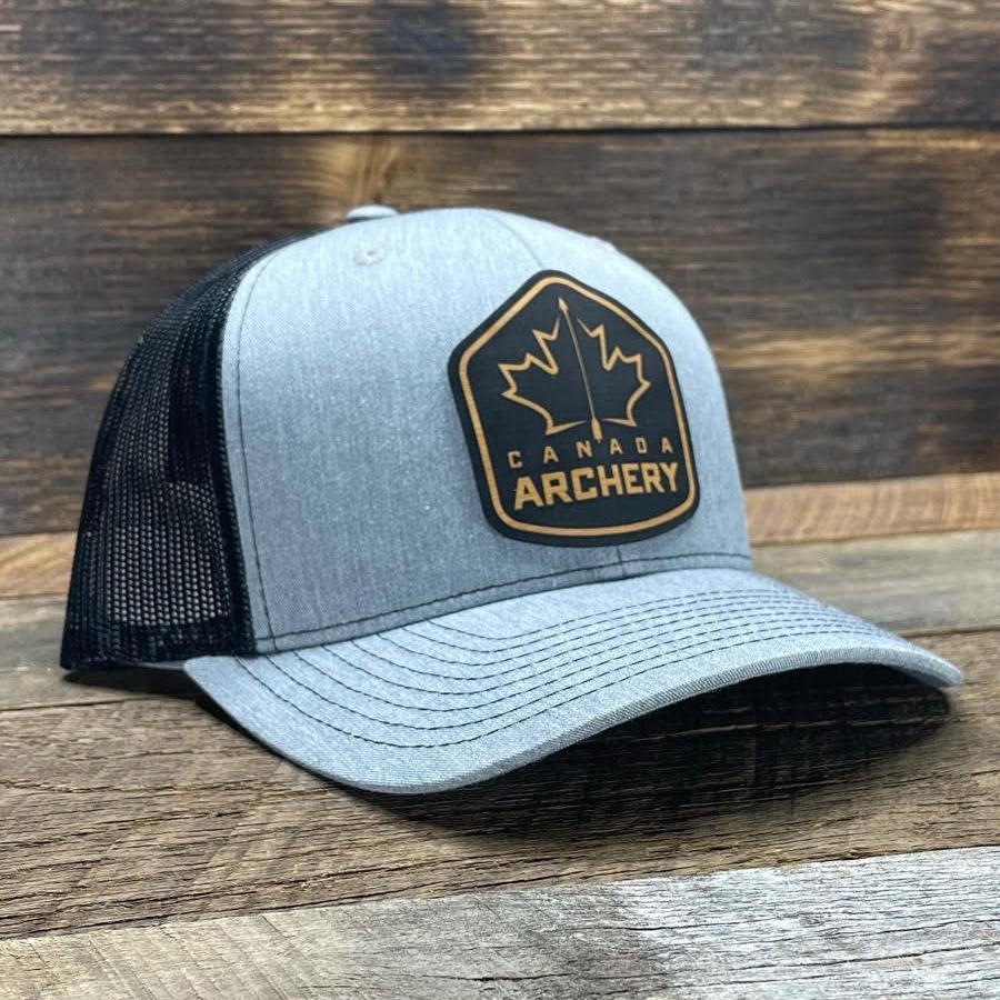 Grey leather hat top